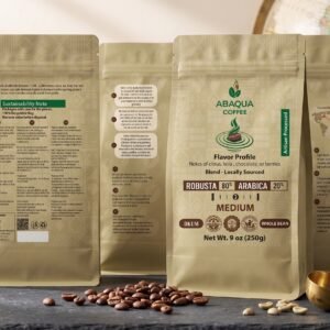 Roasted Coffee Whole Beans, Robusta 80% and Arabica 20%. Blended 250 G